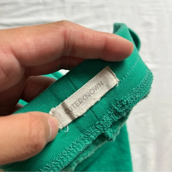 OUTERKNOWN green terry cloth knit high rise elastic waist drawstring shorts - Picture 6 of 7